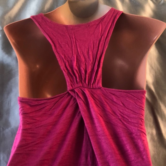 Pink boho hi lo racerback rayon tank top, M - Picture 4 of 7